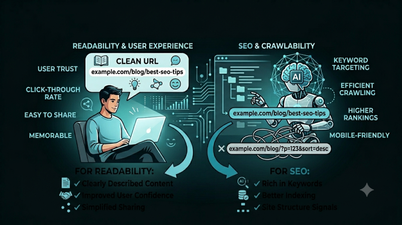 SEO planning workspace for clean URL slugs